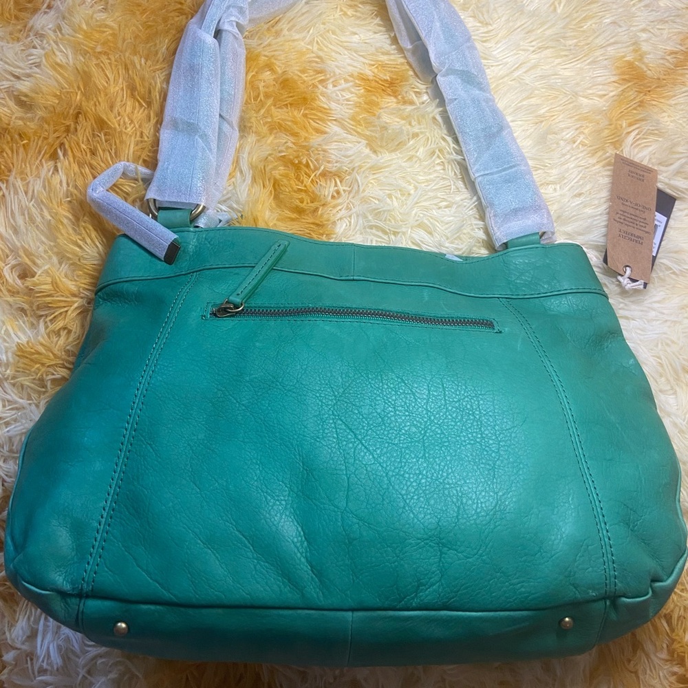 American Leather Teal Shoulder Bag - Picture 3 of 4